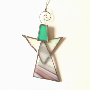 Upcycled Angel Stained Glass Ornament Holiday Christmas Gift Handmade Suncatcher